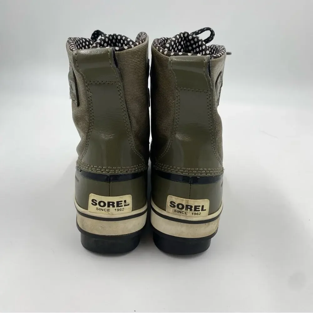 Sorel Tivoli Waterproof Rain and Snow Boots Green Size 7‎ polka dot lace up